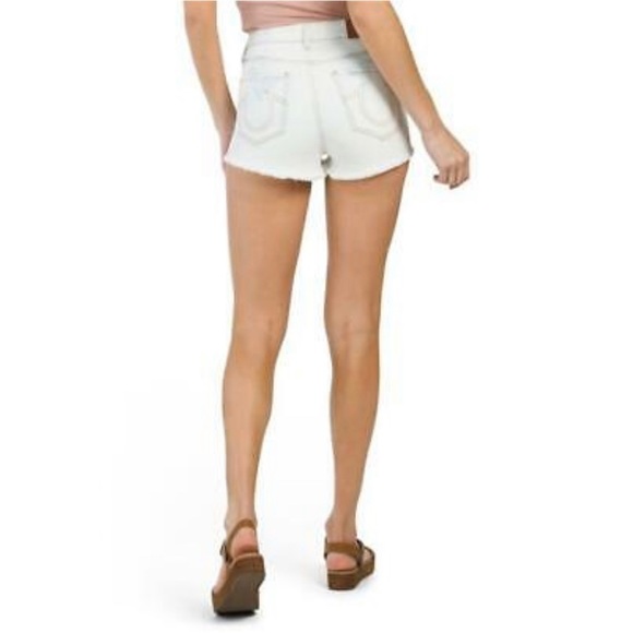 True Religion Shorts Ultra High Rise Fray Hem White Whisper Destroy Size 28 NWT - Picture 8 of 10